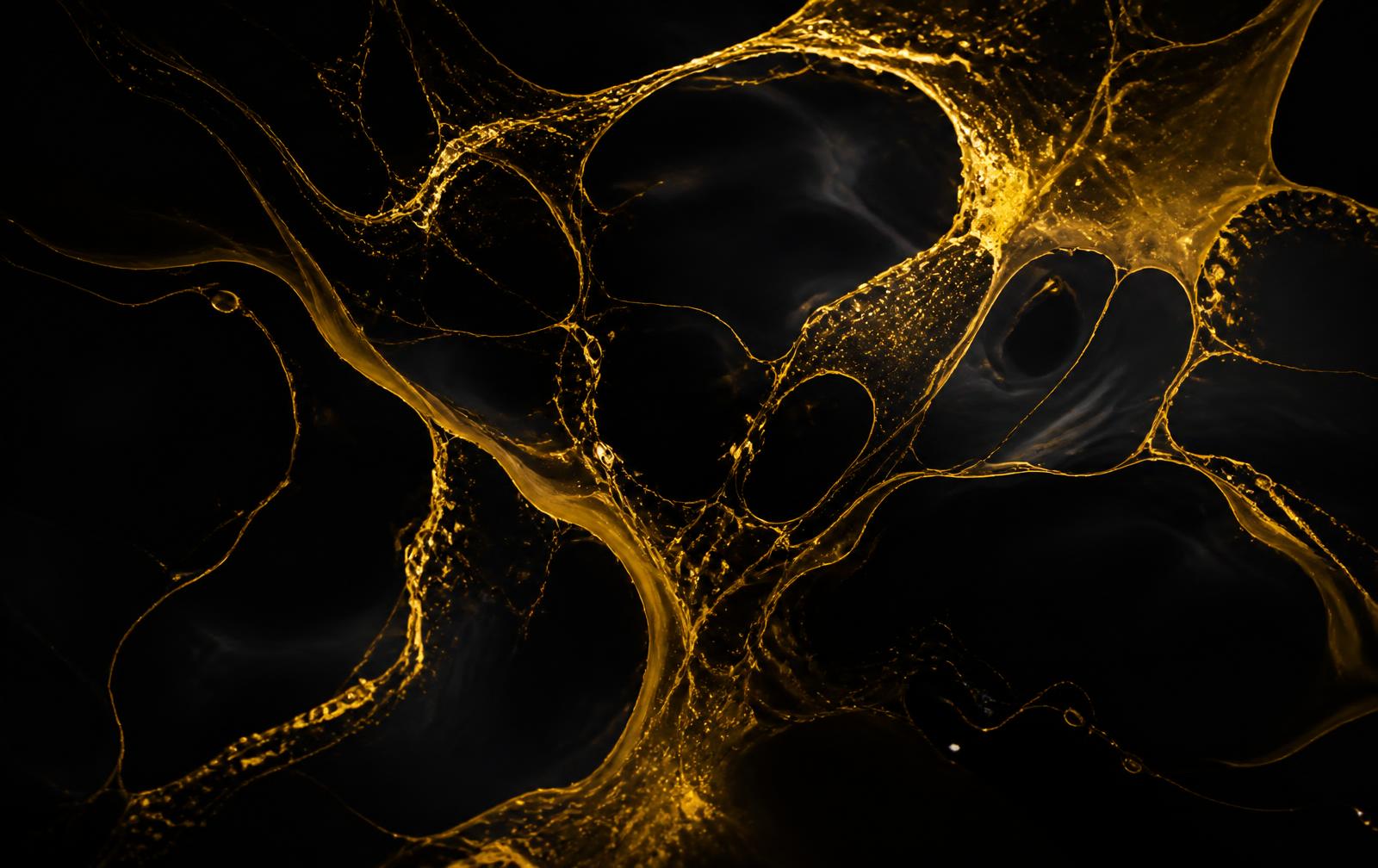 Rede abstrata em dourado sobre fundo negro